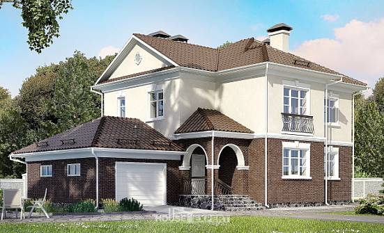 190-002-Л Проект двухэтажного дома и гаражом, красивый коттедж из керамзитобетонных блоков Алдан | Проекты домов от House Expert