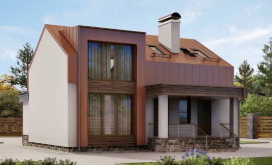 120-004-Л Проект двухэтажного дома с мансардным этажом, экономичный загородный дом из блока Ленск | Проекты домов от House Expert