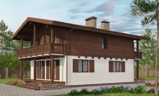 150-016-Л Проект двухэтажного дома с мансардным этажом, простой домик из теплоблока Алдан | Проекты домов от House Expert