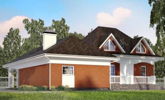 180-007-П Проект двухэтажного дома мансардой, гараж, компактный домик из теплоблока Мирный | Проекты домов от House Expert