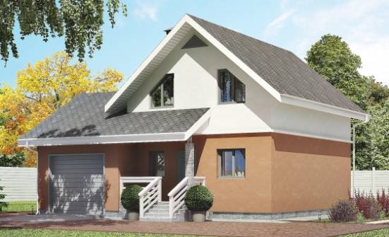 120-002-Л Проект двухэтажного дома с мансардой и гаражом, красивый дом из бризолита Алдан | Проекты домов от House Expert