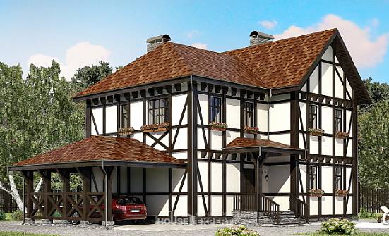 180-004-Л Проект двухэтажного дома с мансардой, гараж, классический загородный дом из кирпича Алдан | Проекты домов от House Expert