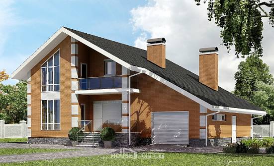 190-006-П Проект двухэтажного дома с мансардным этажом, гараж, классический загородный дом из газосиликатных блоков Алдан | Проекты домов от House Expert