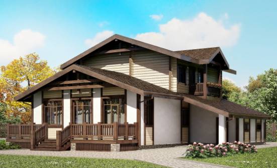 190-004-П Проект двухэтажного дома с мансардой и гаражом, современный домик из твинблока из дерева Мирный | Проекты домов от House Expert