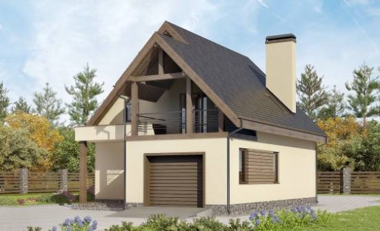 120-005-Л Проект двухэтажного дома мансардой и гаражом, классический домик из теплоблока Алдан | Проекты домов от House Expert