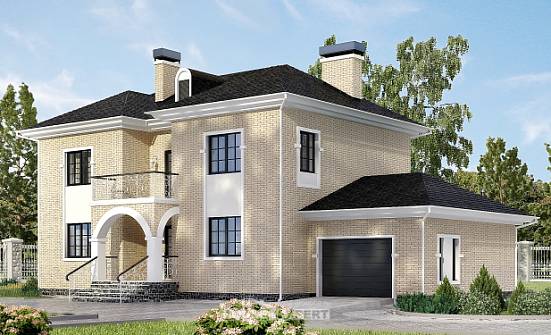 180-006-П Проект двухэтажного дома, гараж, красивый загородный дом из кирпича Алдан | Проекты домов от House Expert