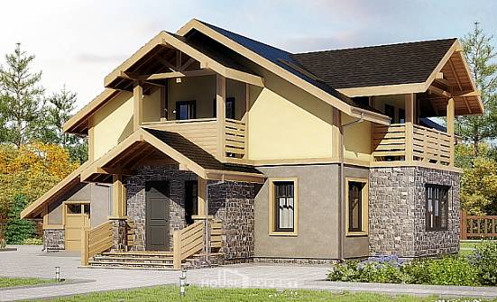 180-011-П Проект двухэтажного дома мансардой, гараж, недорогой домик из твинблока Мирный | Проекты домов от House Expert