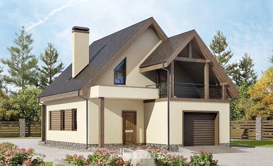 120-005-Л Проект двухэтажного дома мансардой и гаражом, классический домик из теплоблока Алдан | Проекты домов от House Expert