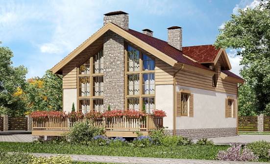 165-002-П Проект двухэтажного дома мансардой, гараж, современный домик из арболита Алдан | Проекты домов от House Expert