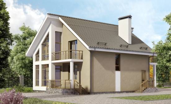 170-006-Л Проект двухэтажного дома с мансардой, бюджетный коттедж из пеноблока, Якутск
