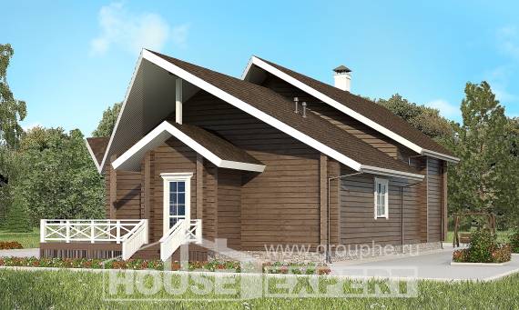 210-002-Л Проект двухэтажного дома с мансардой, уютный домик из бревен, Мирный