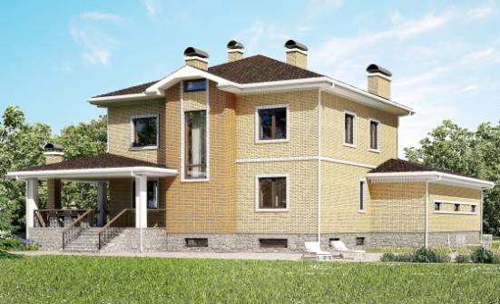 350-002-Л Проект трехэтажного дома, гараж, большой загородный дом из кирпича, Якутск