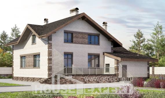 245-005-П Проект двухэтажного дома с мансардным этажом, гараж, просторный коттедж из твинблока, Нерюнгри