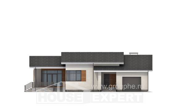 135-002-П Проект одноэтажного дома и гаражом, экономичный загородный дом из теплоблока, Нерюнгри