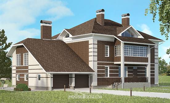 505-002-Л Проект трехэтажного дома, гараж, огромный коттедж из кирпича, Алдан