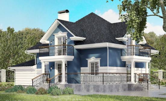 180-002-П Проект двухэтажного дома с мансардой и гаражом, уютный коттедж из кирпича, Нерюнгри