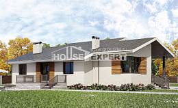 135-002-П Проект одноэтажного дома, гараж, бюджетный загородный дом из газобетона, Нерюнгри
