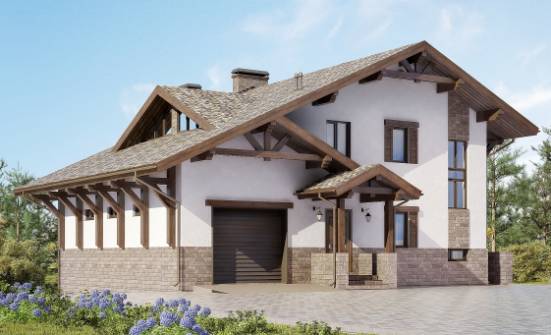 305-002-П Проект трехэтажного дома с мансардой и гаражом, классический загородный дом из кирпича, Алдан