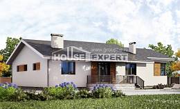 135-002-П Проект одноэтажного дома и гаражом, классический домик из бризолита, Нерюнгри