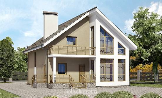 170-006-Л Проект двухэтажного дома с мансардой, бюджетный коттедж из пеноблока, Якутск