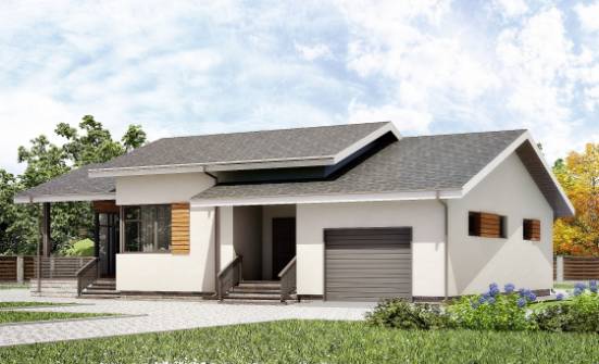 135-002-П Проект одноэтажного дома и гаражом, недорогой загородный дом из газобетона, Нерюнгри