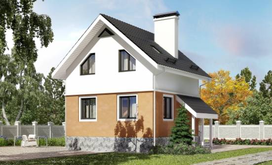 100-005-Л Проект двухэтажного дома с мансардой, доступный коттедж из газосиликатных блоков, Нерюнгри