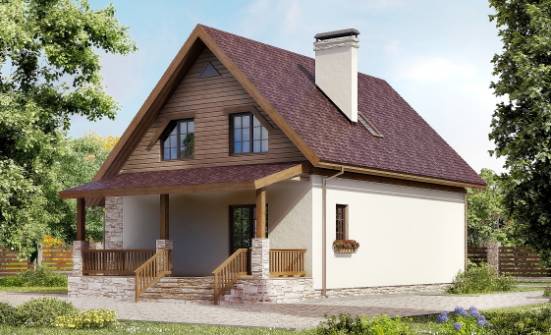 140-001-П Проект двухэтажного дома с мансардой, бюджетный коттедж из арболита, Нерюнгри