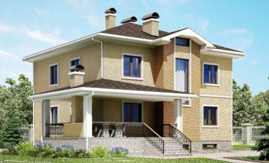 350-002-Л Проект трехэтажного дома, гараж, большой загородный дом из кирпича, Якутск