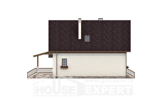 140-001-П Проект двухэтажного дома мансардой, компактный домик из бризолита, Мирный