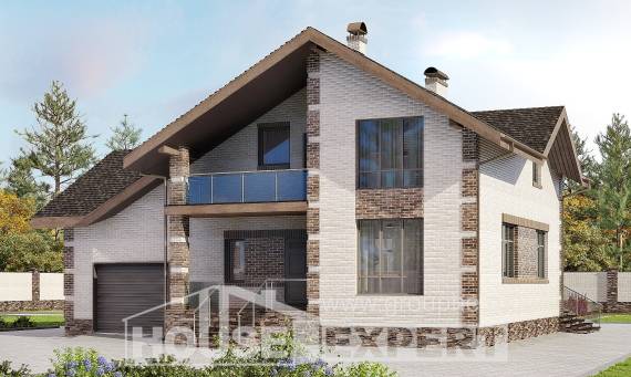 245-005-П Проект двухэтажного дома с мансардой, гараж, простой домик из блока, Нерюнгри