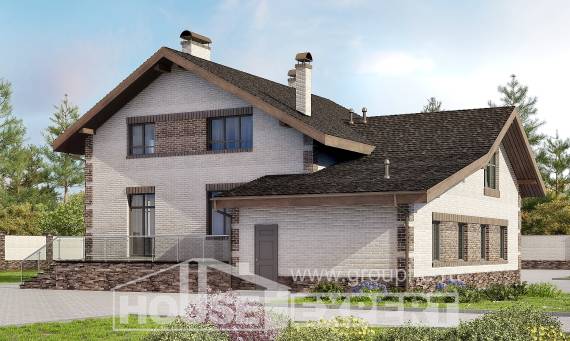245-005-П Проект двухэтажного дома с мансардой и гаражом, красивый дом из газосиликатных блоков, Мирный