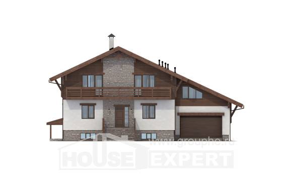 420-001-П Проект трехэтажного дома с мансардой и гаражом, классический домик из кирпича, Алдан
